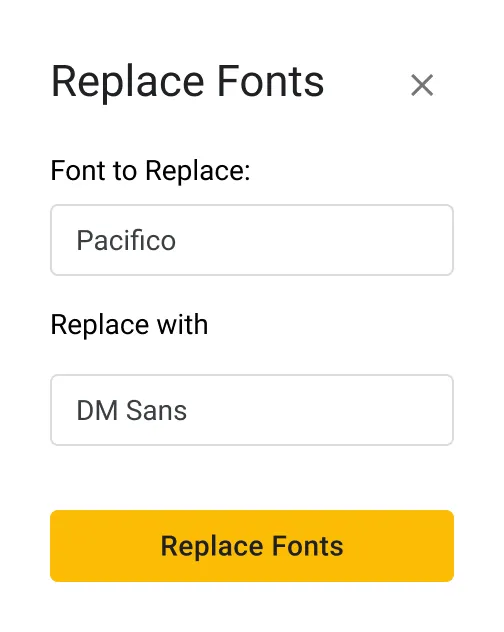 Screenshot to explain how to replace fonts