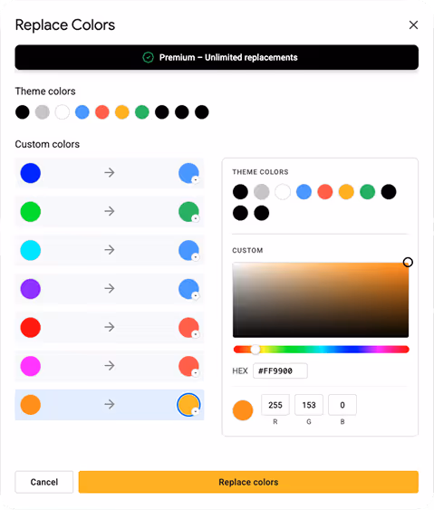 Color replacement plugin for Google Slides